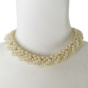 1980s Vintage Six Strand Twisted Pearl Necklace